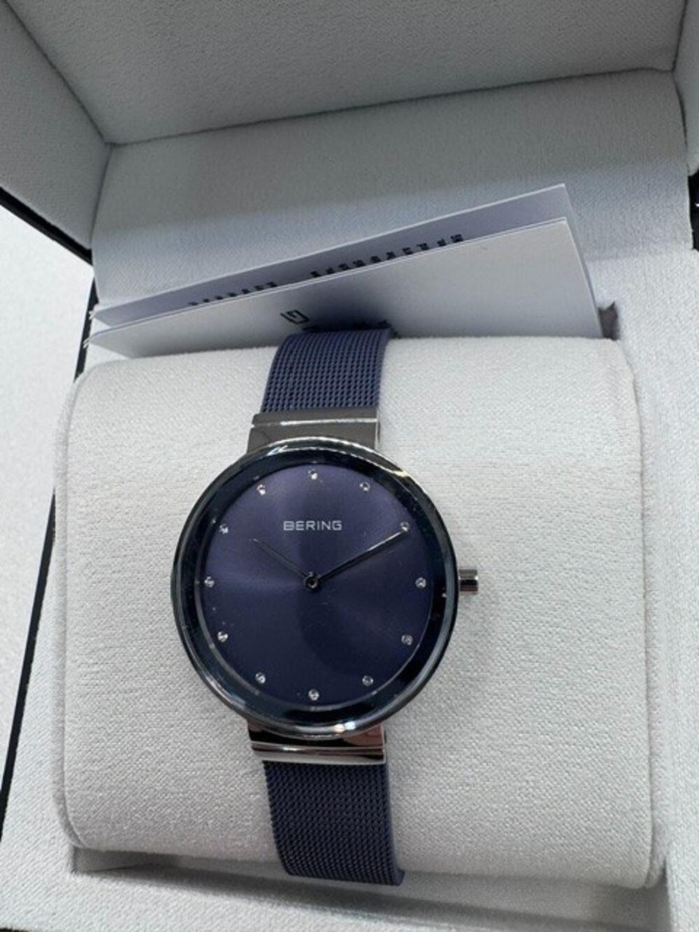 NEW Bering Women's Watch Classic 10131-909 Lavender Dial Mesh Stainless Steel